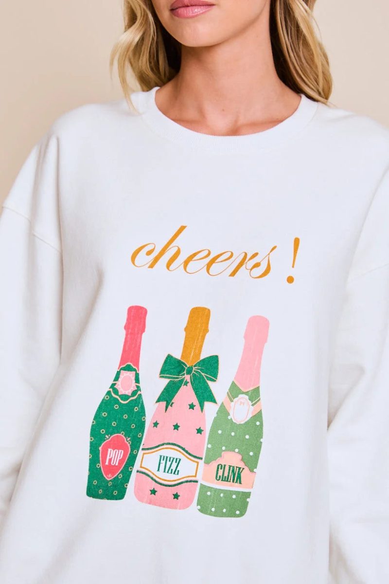 trendy bohemian white sweatshirt colorful cheers graphic daisy 870