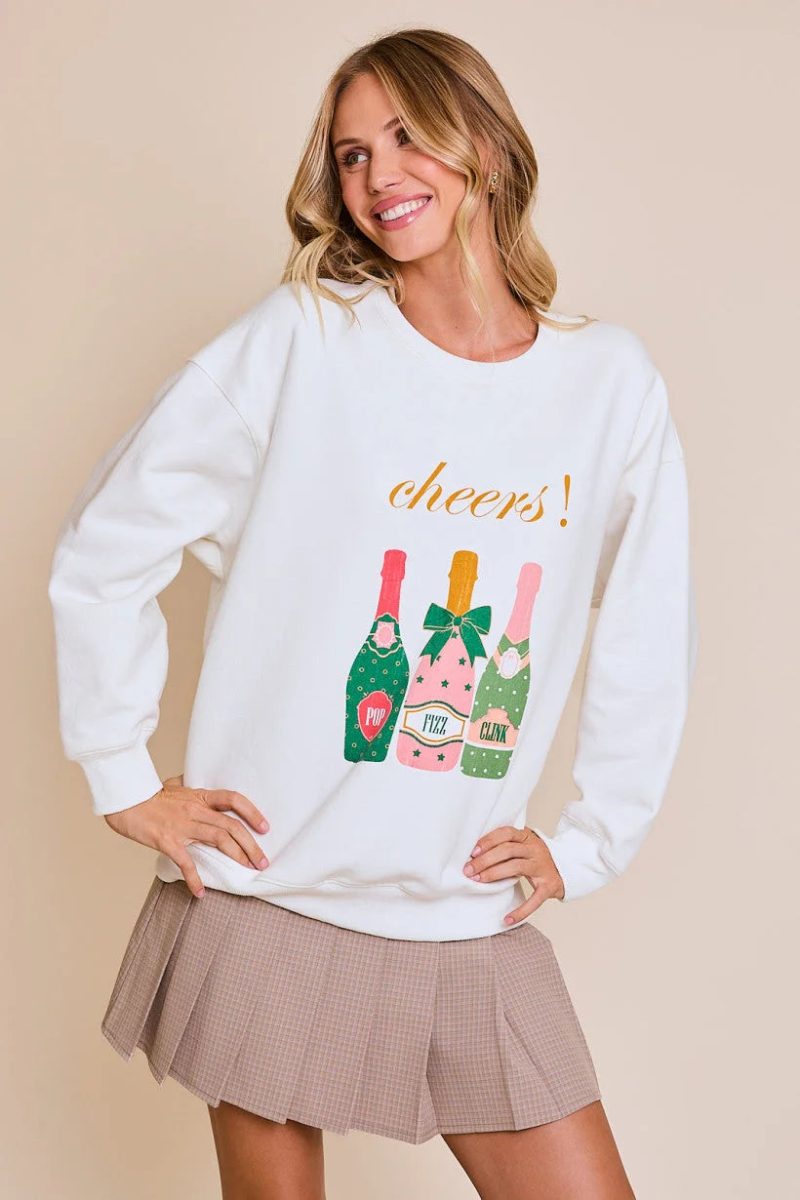 trendy bohemian white sweatshirt colorful cheers graphic daisy 942