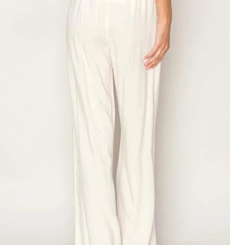 trendy bohemian white wide leg trousers woven textured wide leg 762