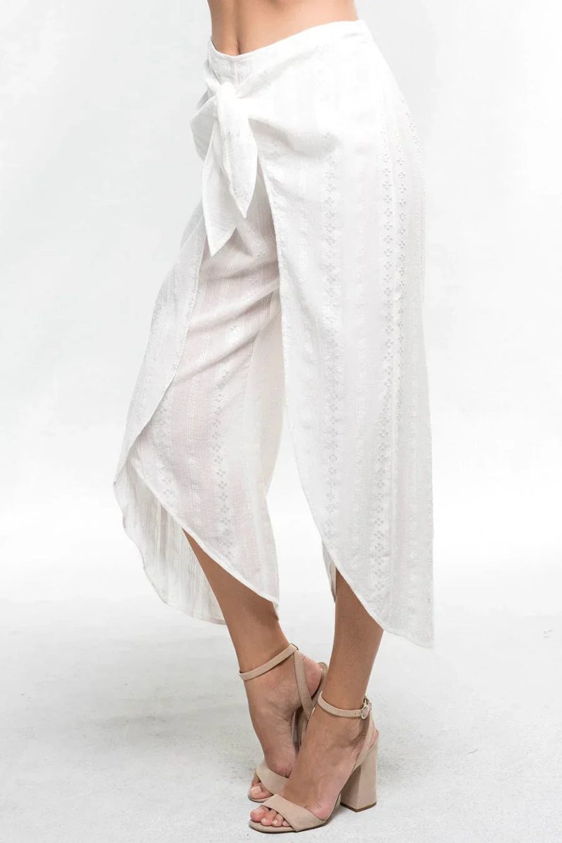 trendy bohemian white wrap style skirt wrap front pants daisy lane 241