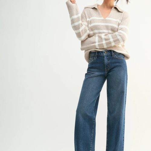 trendy bohemian wide leg blue jeans midrise slim wide leg denim 763