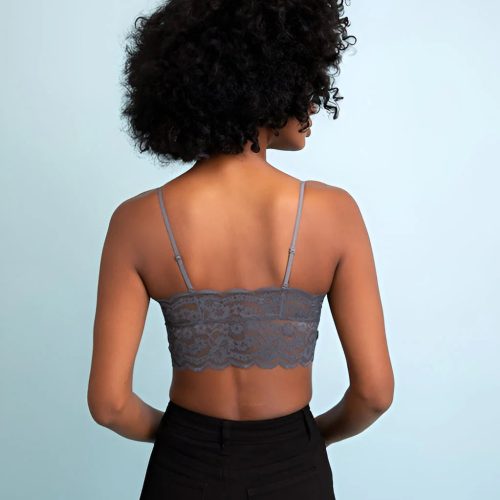 trendy bohemian woman grey bra wide lace bandeau with detachable 499