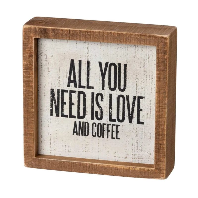 trendy bohemian wooden frame words all you need is love and coffee 692