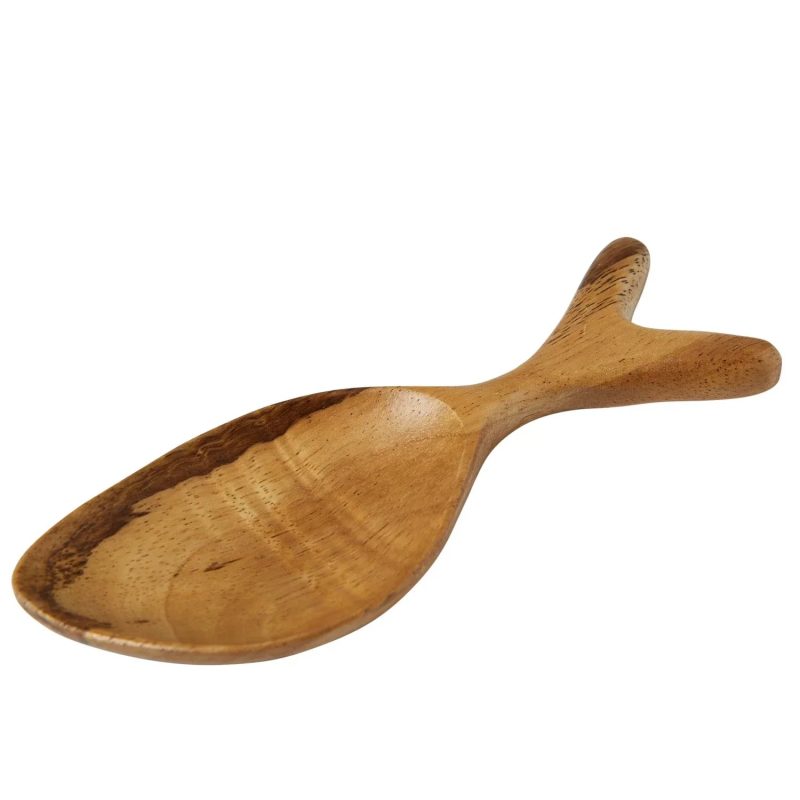 trendy bohemian wooden spoon handle acacia wood fish shaped dish 716