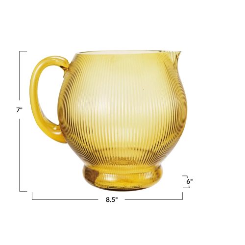 trendy bohemian yellow glass pitcher 2 1 2 quart fluted glass 274