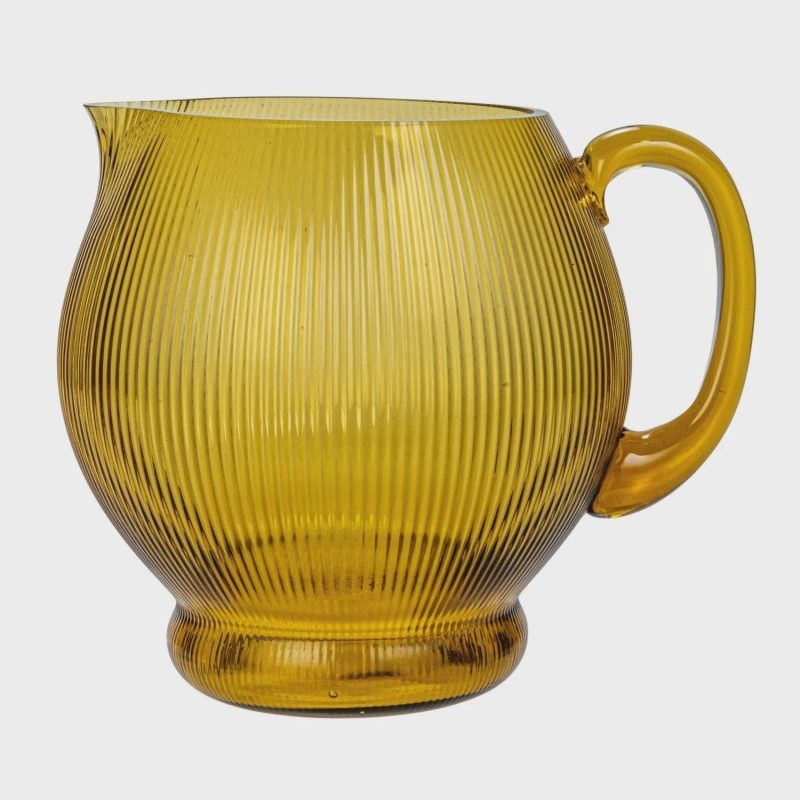 trendy bohemian yellow glass pitcher 2 1 2 quart fluted glass 831